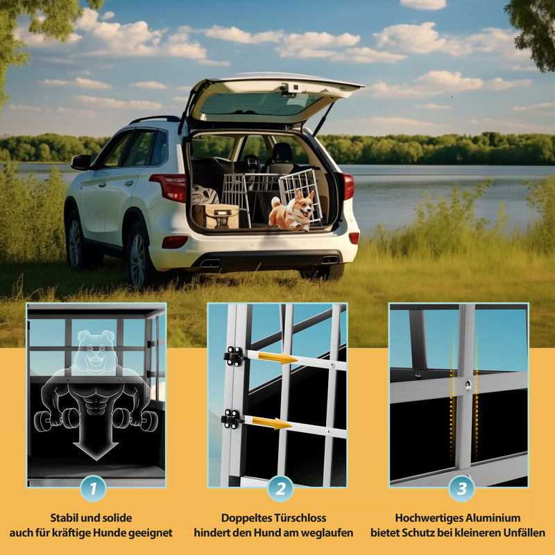 Cadoca Hundetransportbox XL aus Aluminium in Silber und Multicolour, B/T/H: 89 x 70 x 51 cm - Bild 5