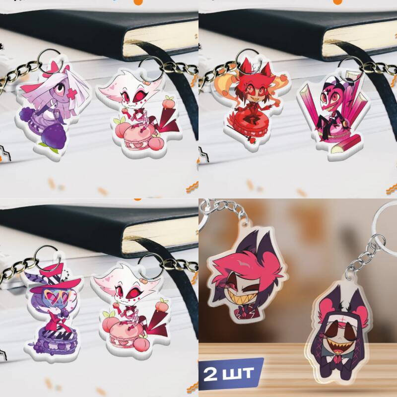 CHIC STUDIO Hazbin Hotel Anime Acryl Schlüsselanhänger Chibi Version 2-teiliges Set - Bild 1