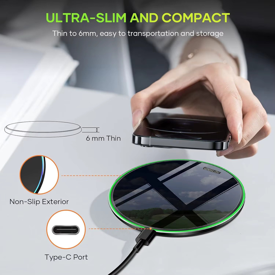 KEPHE 30W Kabelloses Ladegerät Induktive Schnellladestation für iPhone Samsung und Xiaomi in Schwarz oder Weiß - Bild 4
