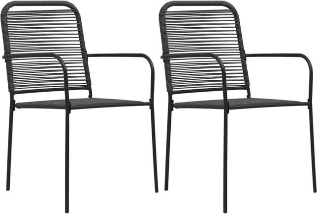 Furnicato Gartenstuhl Set aus 2 Stück mit Baumwollseil und pulverbeschichtetem Stahl in Schwarz - Bild 1