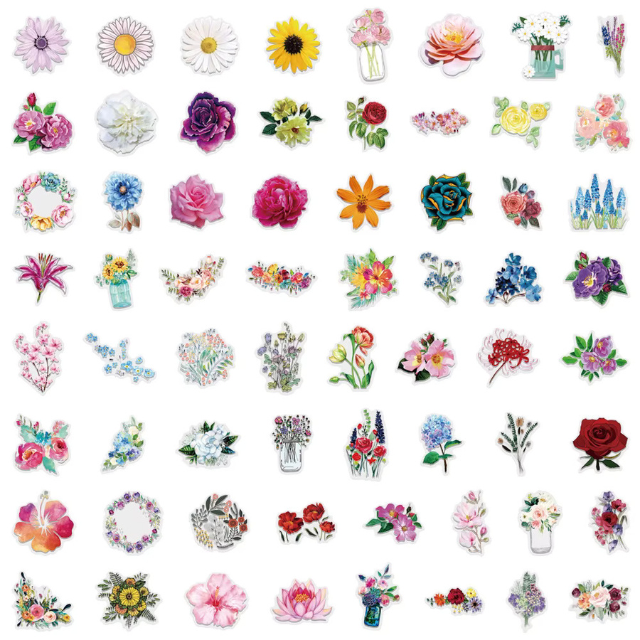 Charile Kawaii Transparente Blumen Ästhetische Aufkleber, Sticker, multicolour - Bild 3