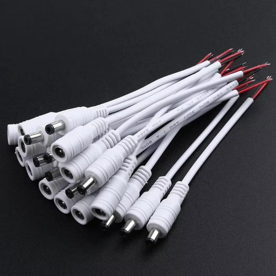 10er Set DC-Adapter Stecker Set männlich und weiblich 5,5 x 2,1 mm für Netzteil, TV, Kamera und LED-Streifen in Schwarz und Weiß - Bild 2