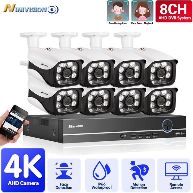 XMEYE 8MP 4K AHD Videoüberwachungssystem mit Gesichtserkennung, 8CH DVR-Kit und wasserdichten BNC-Kameras für den Außenbereich, Weiß - Bild 1