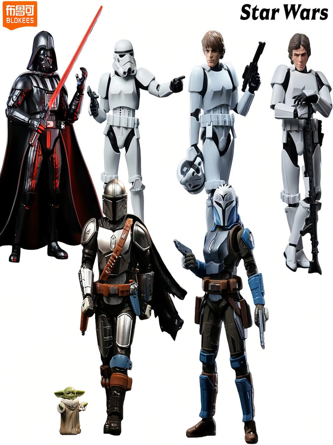 BLOKEES Star Wars Darth Vader Luke Skywalker Din Djarin Grogu Bo-Katan Kryze Class Version, Actionfigur - Bild 3