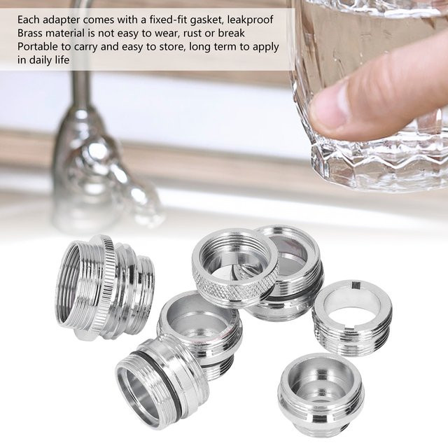 Qiilu 7-teiliges Wasserhahn Adapter Set aus Messing mit Dichtungen für Garten und Küche in Gold und Silber - Bild 1