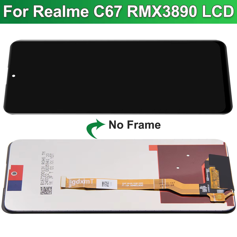 Realme C67 4G RMX3890 Ersatz LCD-Displayrahmen mit Touchscreen-Digitizer Baugruppe in Schwarz, 6,72 Zoll - Bild 2