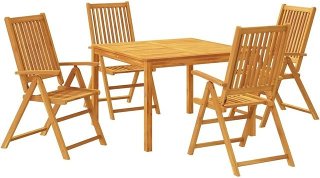 vidaXL 5-teilige Garten-Essgruppe aus Akazien-Massivholz in Braun, B/T/H: 110 x 110 x 75 cm - Bild 1