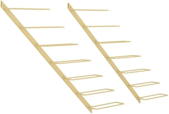 vidaXL Wand-Weinregale aus Metall in Gold, 2er-Set für 7 Flaschen - Bild 1