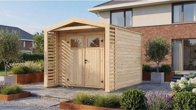 Weka Holz-Gartenhaus Killarney mit Satteldach in Natur Braun, B: 313 cm, T: 261 cm, H: 241 cm - Bild 1