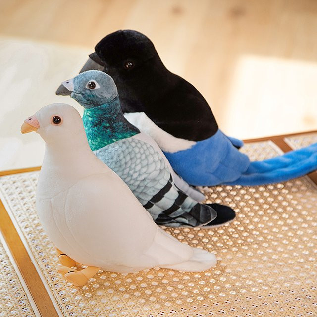 pangcangshu Vogel Plüschtiere, Taube, Elster, Stofftier Puppe, Weiß Grün - Bild 1