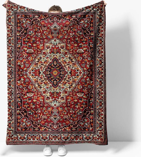 Handgefertigter Türkischer Vintage Teppich Kilim von Creative homewares in Rotbraun mit geometrischem Muster, B/H: 100 x 150 cm - Bild 1