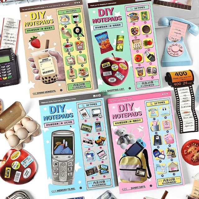 Mr Paper Kawaii Notizpapier Set Koreanisches Design, 20 Teile pro Beutel, Mehrfarbig, Liniert - Bild 1