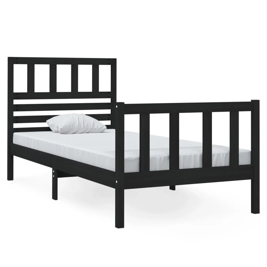 vidaXL Massivholzbett aus Kiefer in Schwarz, Small Single 75 x 190 cm - Bild 2