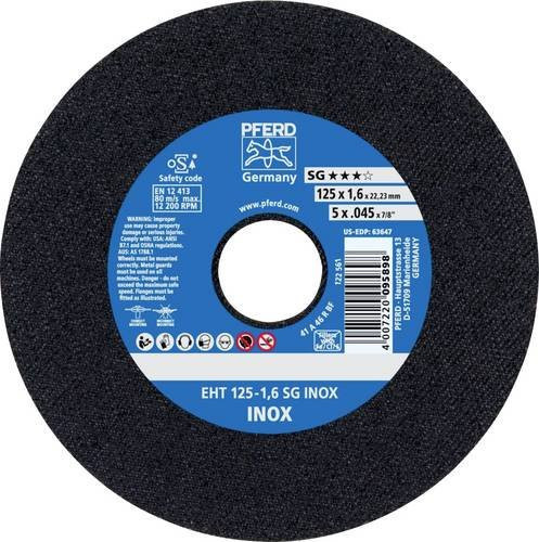 PFERD Trennscheibe EHT 125-1,6 SG INOX für Edelstahl, Durchmesser: 125 mm, Bohrung: 22,23 mm, 25 Stück - Bild 1