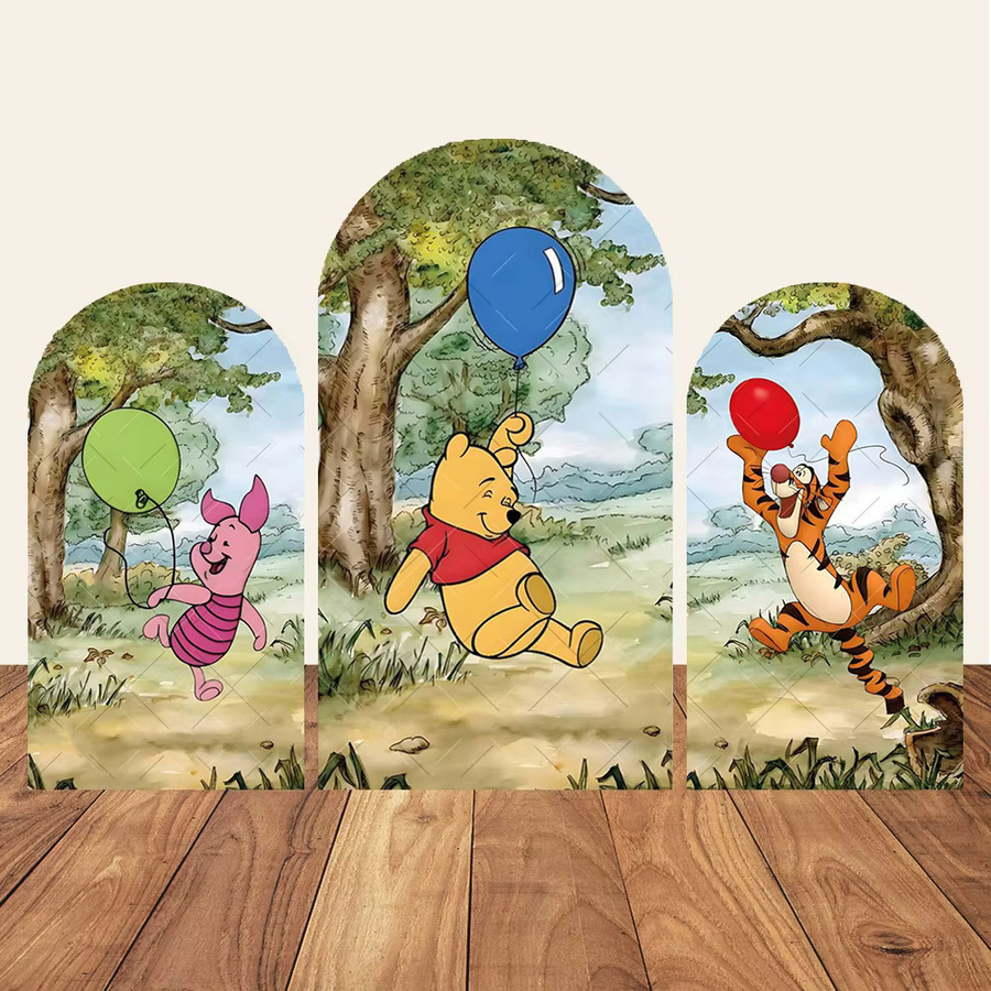 Potdemiel Winnie The Pooh Party-Hintergrunddekoration für Kindergeburtstage und Babypartys, Wanddekoration in Mehrfarbig, B/H: 120 x 50 cm - Bild 2