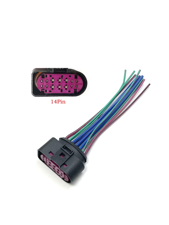 GZXINJINGYU 14-poliger Stecker mit Pigtail für Xenon-Scheinwerfer-Anschluss passend für Audi Q5 Q7 A3 A4 A6, Farbe: Mehrfarbig - Bild 2