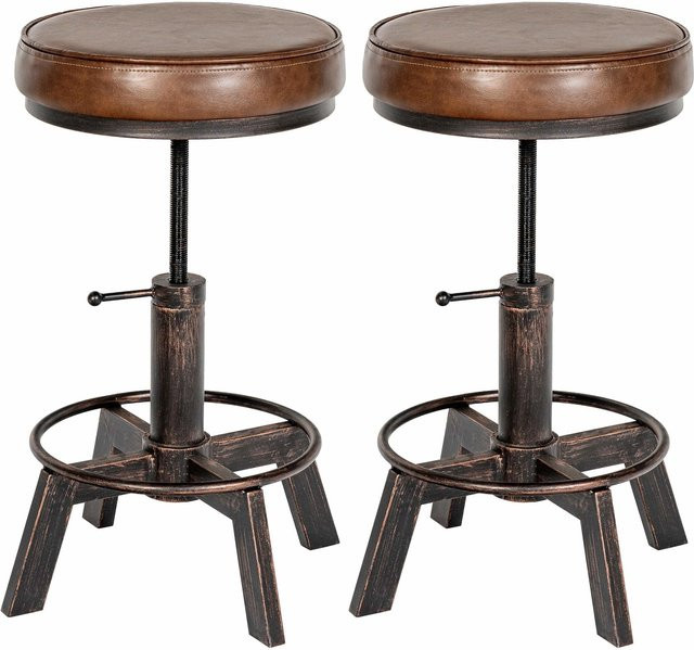 CLP 2er Set Sitzhocker Destin im Industrial Design mit Kunstlederbezug, gepolstert und höhenverstellbar - Bild 1
