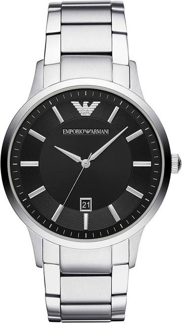 Emporio Armani Herrenuhr, Quarz, Edelstahl, 43 mm, Schwarz, Silber - Bild 1