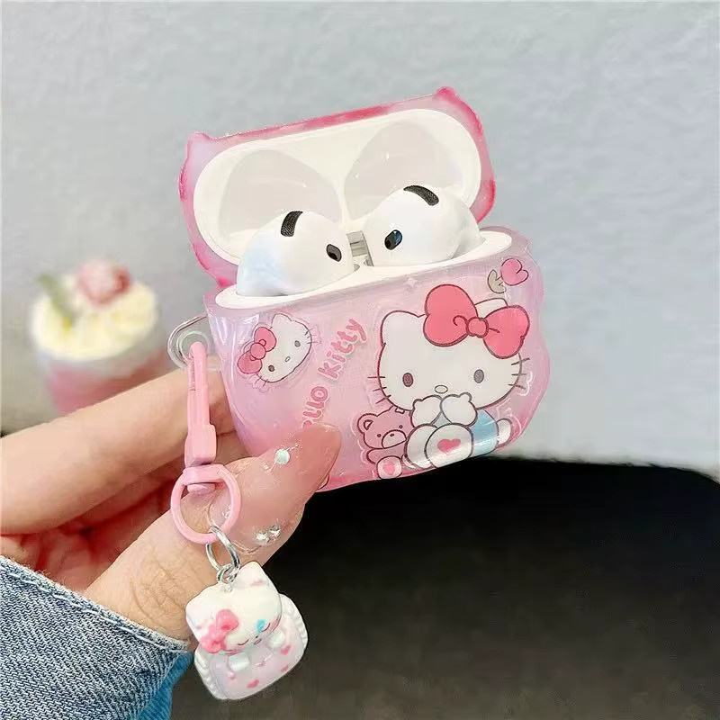 Niedliche Sanrio Hello Kitty und My Melody 3D Kopfhörerhülle für Apple AirPods Pro 1 2 3 mit Anhänger - Bild 2