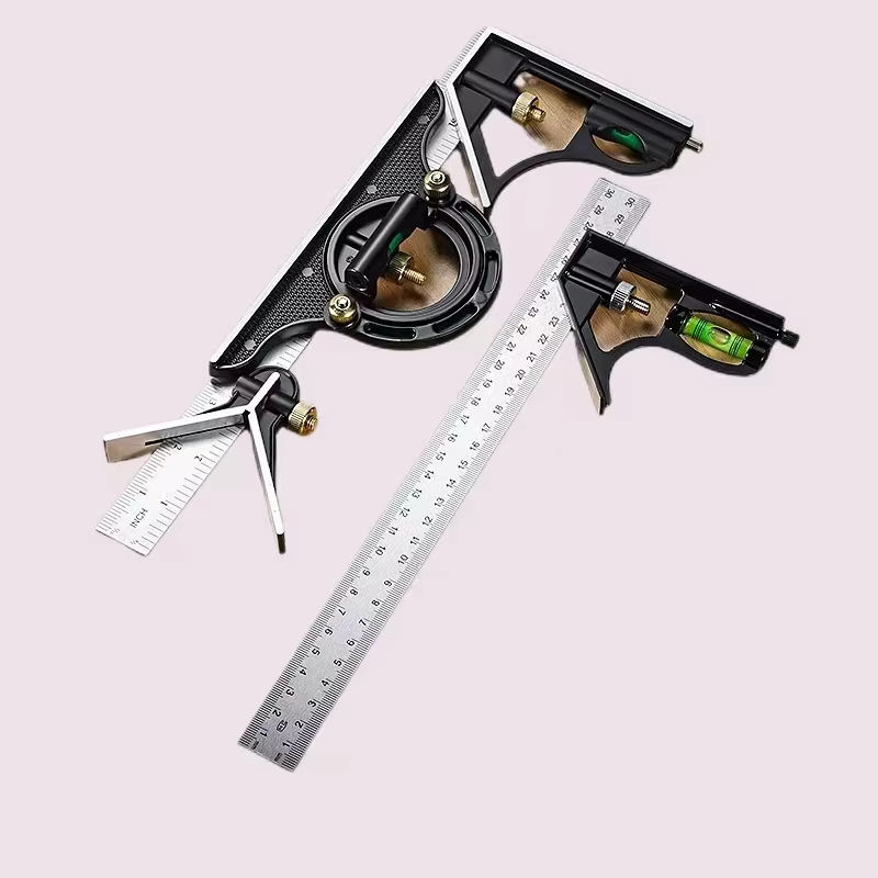 NIUXIANG Multifunktions-Messgerät mit einstellbarem rechtwinkligem Lineal und Winkelmesser in Silber - Bild 2