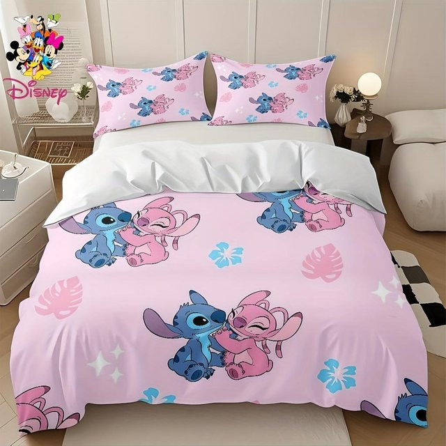 Gu Tao Stitch Bettwäscheset Pink mit Bettbezug und Kissenbezügen, B/H: 140 x 210 cm - Bild 1
