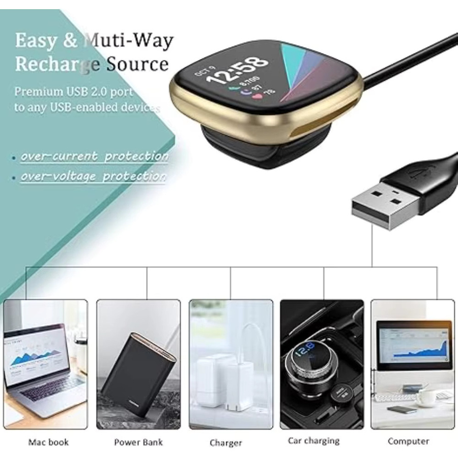 Fitbit Smartwatch Ladegerät, USB, Schwarz, 2er-Pack - Bild 4
