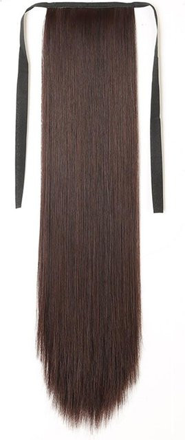 KaiTingu Lange Gerade Perücke Pferdeschwanz, 55 cm, dunkelbraun, Damen - Bild 1