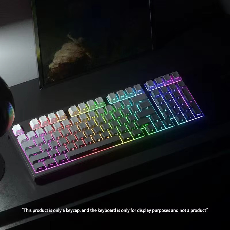 Outemu Tastenkappen für mechanische Tastaturen aus PBT-Material mit 133 Tasten im OEM-Profil, grauer Farbverlauf mit seitlicher Gravur für Gaming-DIY - Bild 2