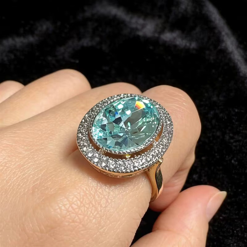 Huitan Damenring, Bicolor, Zirkonia, blau - Bild 2