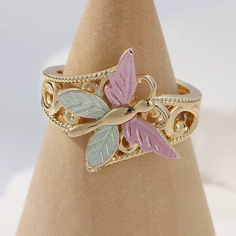 YoYo Ring, Schmetterlingsdesign, Gold, Damen, Vintage - Bild 1