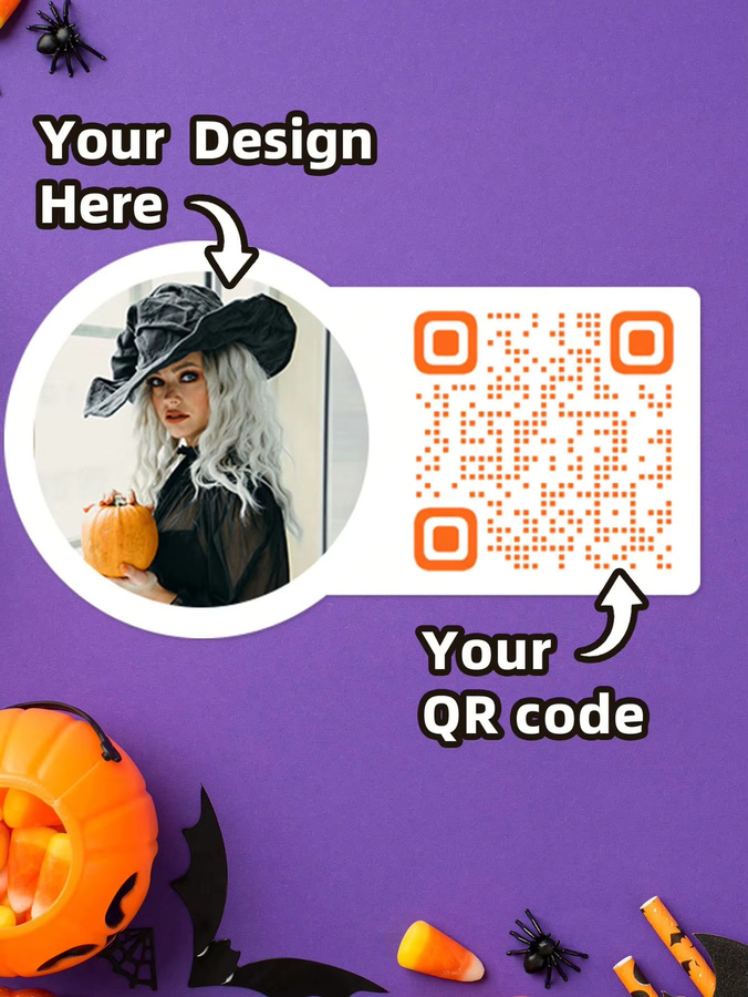 Personalisierte wasserfeste PVC-Aufkleber mit individuellem Design und QR-Code, bunt, B: 8,8 cm, H: 5 cm - Bild 1