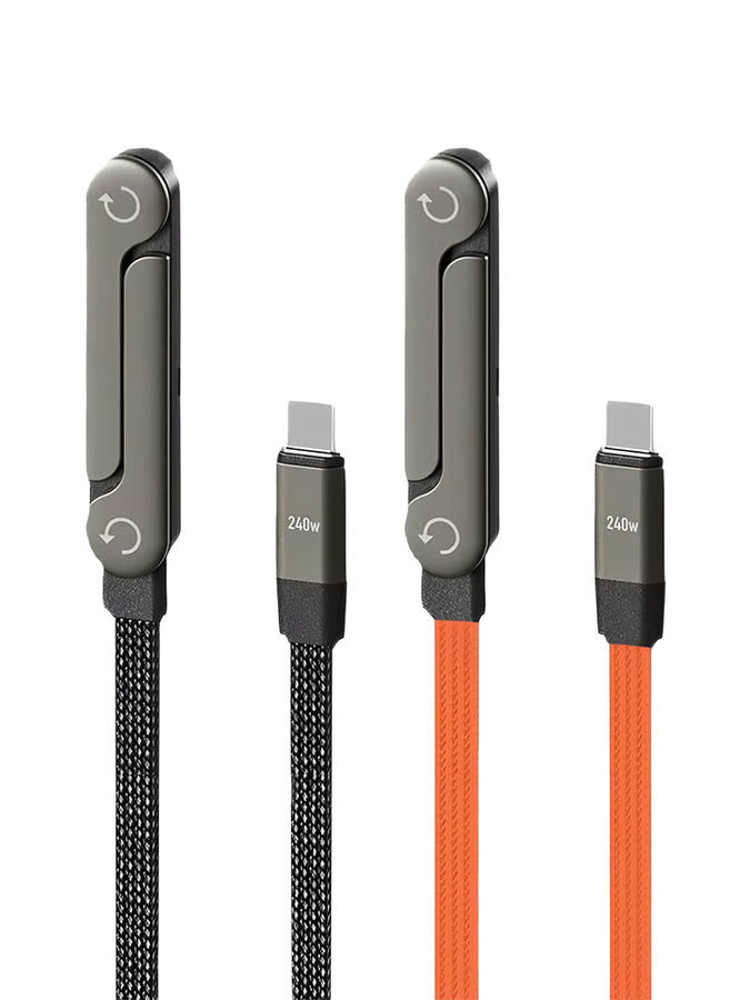 BESY 2-in-1 USB-C zu USB-C Schnellladekabel mit 240W und faltbarem Telefonständer, Schwarz - Bild 6