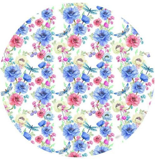 Runde Tischdecke mit Gummizug von Home Textile Star in Multicolour mit floralem Blumenpflanzen-Muster, wasser- und fleckenabweisend, Durchmesser: 80 cm - Bild 1