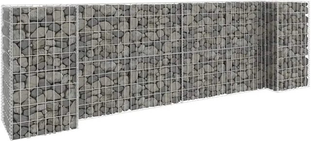 Furnicato H-förmiger Gabionen-Pflanzkorb aus Stahldraht in Silber, B/T/H: 260 x 40 x 80 cm - Bild 1