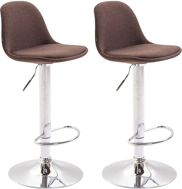 TPFLiving 2er Set Barhocker Kilian in Braun mit Chromoptik Metallgestell und Stoffbezug B/T/H: 39 x 43 x 104 cm - Bild 1