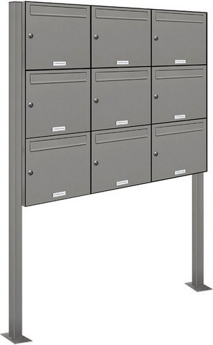 AL Briefkasten-System für 9 Parteien, grau, B/H/T: 122,9 x 170 x 11,6 cm - Bild 1