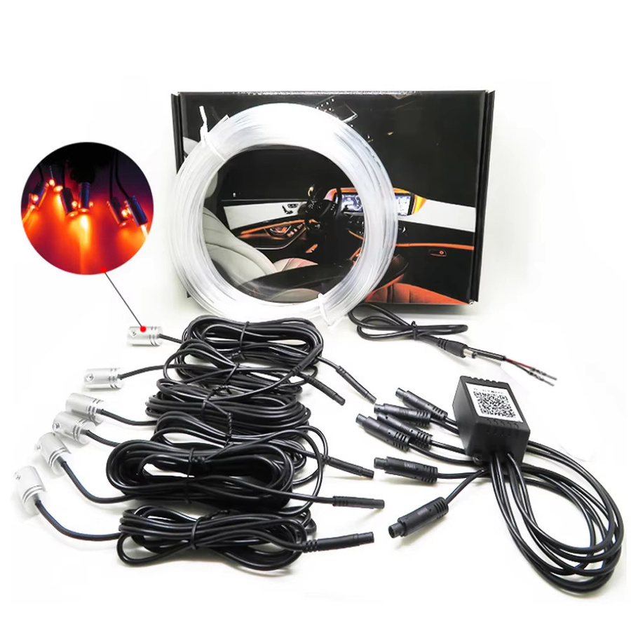 KALADA 6-in-1 LED-Atmosphären-Autolicht mit RGB-Farben, 8 m flexible Glasfaser-Streifen und App-Steuerung in Multicolour - Bild 1
