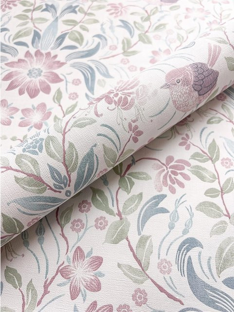 Newroom Vliestapete Leilani mit floralem Blumenmuster in Pink, Blau und Weiß, FSC-zertifiziert - Bild 1