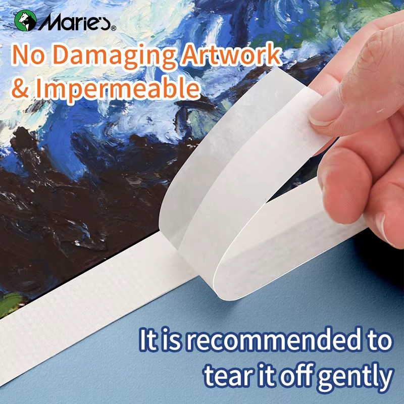 Marie's Papierbänder Set aus 3 Stück, handreißbares Abdeckband für Aquarell, Zeichnen und Leinwandrahmen, Weiß - Bild 2