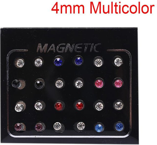 Sugarr Ohrstecker, Magnetisch, Nicht-Piercing, Runde Strass, Multicolor, 4mm, Unisex - Bild 1