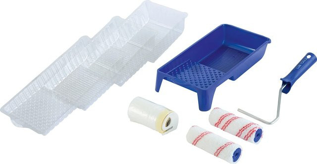 LUX-TOOLS 8-teiliges Lackierset mit Farbwanne, Rolle und Abdeckfolie in Multicolour - Bild 1