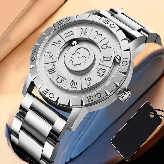 FOXBOX Armbanduhr Totenkopf, Quarz, Edelstahl, Silber, Herren - Bild 1