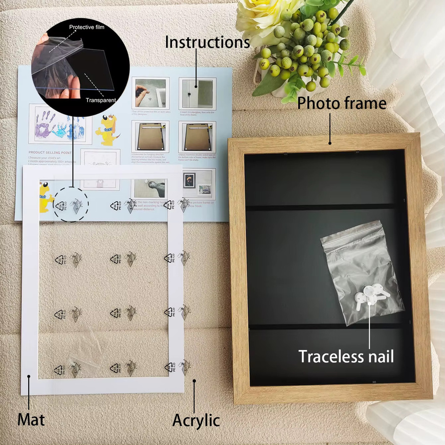 Magnetischer Kinder-Kunstrahmen von VCC in Weiß zur Präsentation von Zeichnungen und Bildern, Größe: 21,59 x 27,94 cm - Bild 3