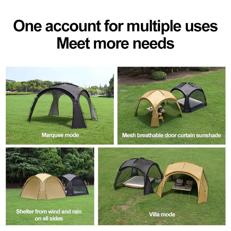 Sonuto Campingzelt für 8–13 Personen in Schwarz, wetterfestes Outdoor-Zelt mit integrierter Auto-Markise und Mückenschutz, faltbarer Familien-Pavillon - Bild 5