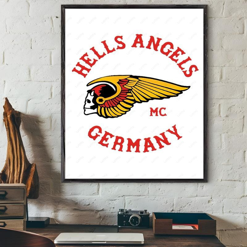 H-Hells A-Angels Moto Cool Skull Wandkunstdruck aus Leinwand, Mehrfarbig, Breite: 40 cm, Höhe: 60 cm - Bild 2