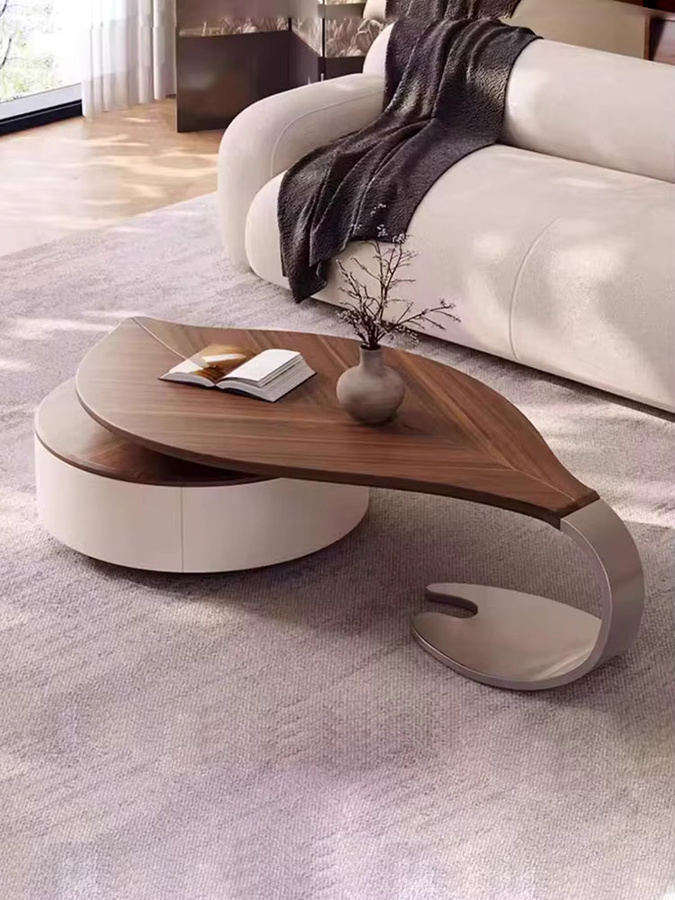 ZUIYU Couchtisch im französischen Vintage-Stil aus Holz in Braun mit Stauraum - Bild 5