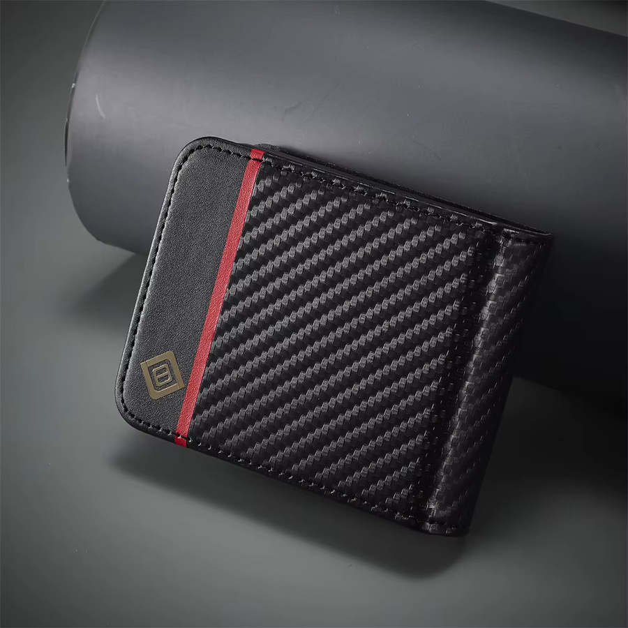 Samsung Geldbörse mit Kartenhalter und Telefonhülle aus Kohlefaser-PU-Leder für Galaxy Z Flip 7 FE, Z Flip 6, Z Flip 5, Z Flip 4 und Z Flip 3 in Schwarz - Bild 4