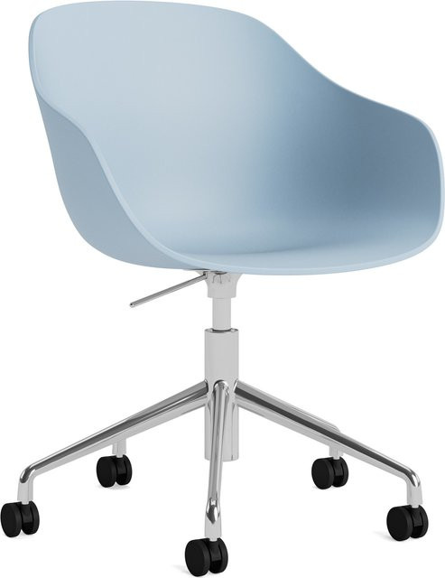 HAY About A Chair AAC 252 moderner Stuhl aus Polypropylen und Aluminium in Blau matt mit Rollen - Bild 1