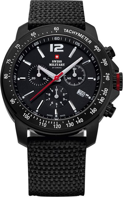 Swiss Military Chronograph, Quarz, Edelstahl, 42 mm, Herren, Schwarz - Bild 1