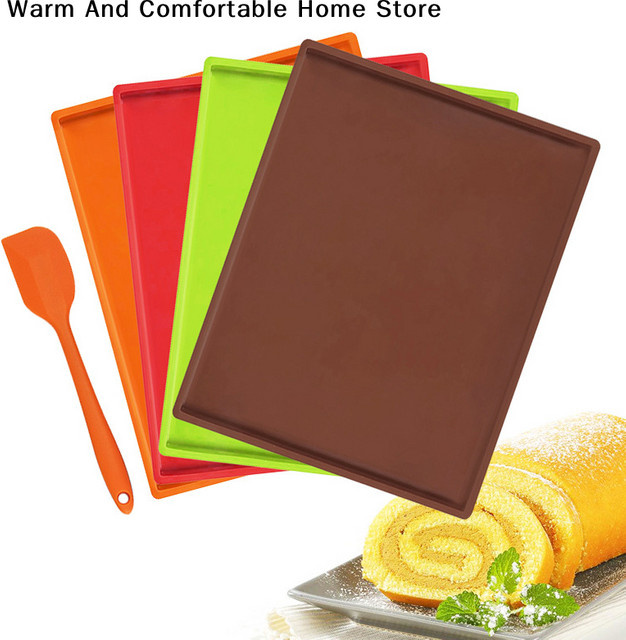 HUXUAN Silikon-Backmatte in Grün, rechteckige Antihaft-Backmatte für Kuchen und DIY-Backutensilien - Bild 1